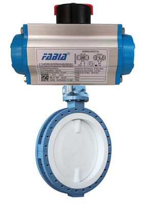Válvula de borboleta pneumática revestida com flanges de flúor