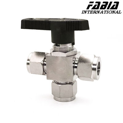 Água de alta pressão de aço inoxidável 3 vias válvula de esferas manual tipo T