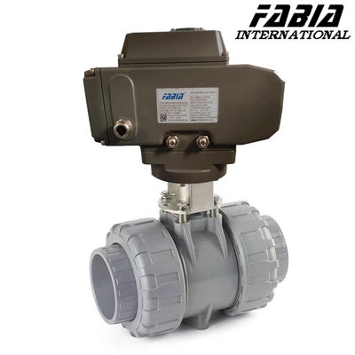 Válvula de esferas de PVC de alta pressão elétrica de comando duplo de vedação suave 1000 PSI