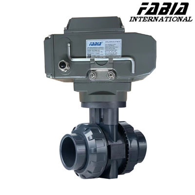 Válvula de esfera industrial de vedação suave de PVC elétrica para óleo, gás, água, química